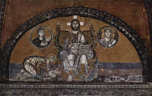 Leo VI the Wise at the feet of Christ ca. 900   Byzantine Emperor  reigned 886-912   Hagia Sophia  Istanbul